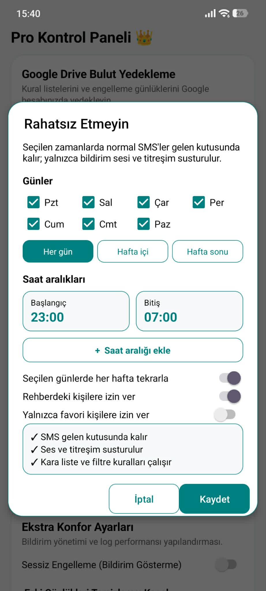 SC Blocker Rahatsız Etmeme planlayıcısı